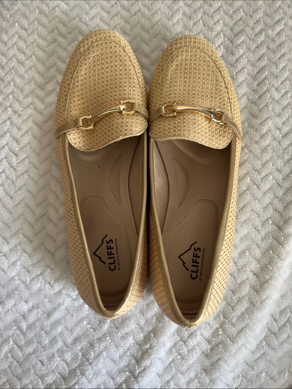 Cliffs by WHITE MOUNTAIN Tan Woven Loafers with Gold Bit - Picture 1 of 3